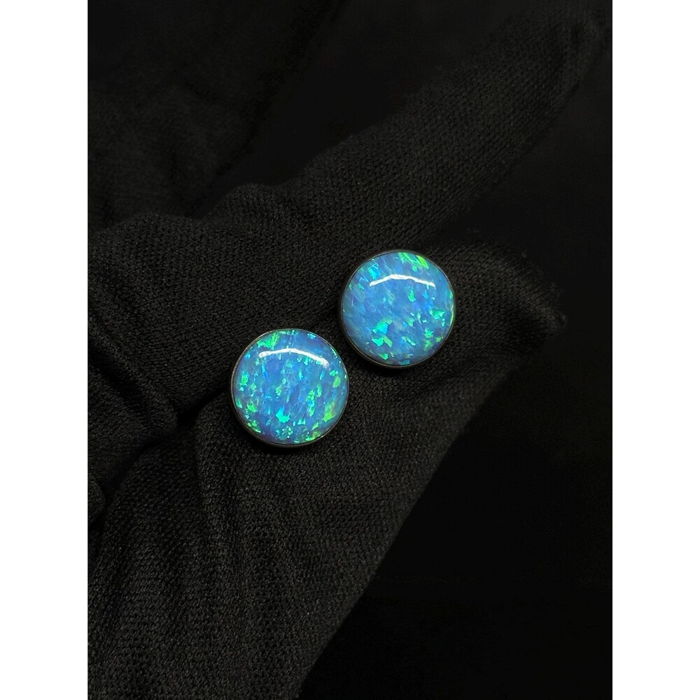 C Webster Sterling Silver Opal Stud Earrings